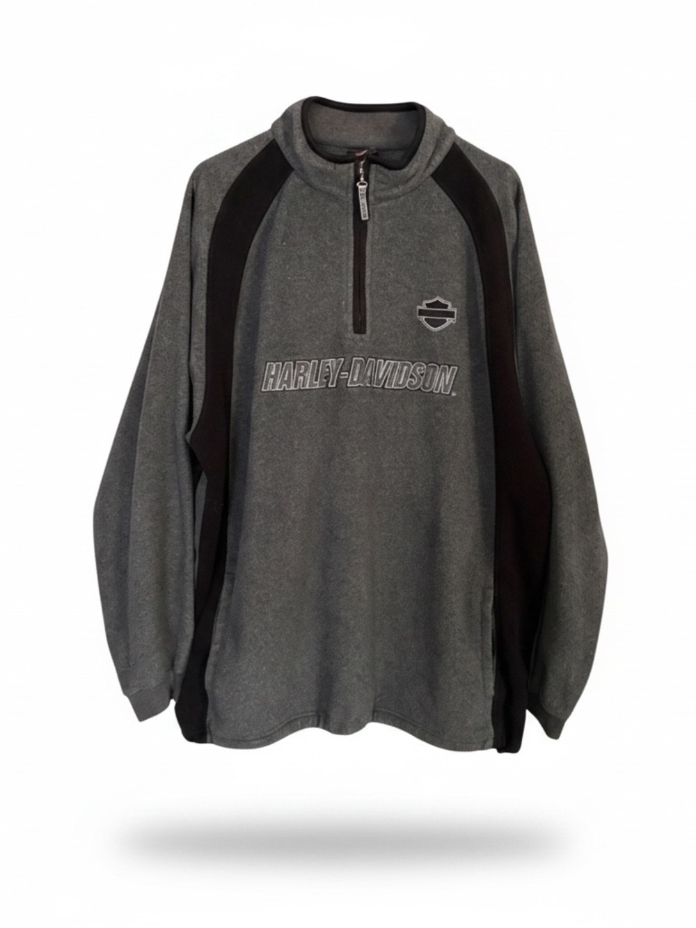 Harley-Davidson Men's 2XL Gray Quarter-Zip Fleece Sweater
